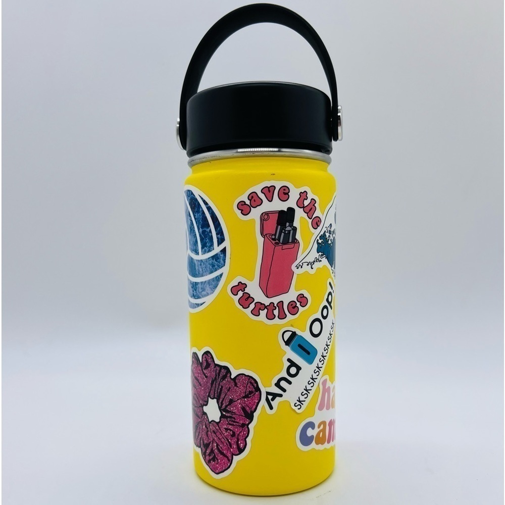 HYDRO FLASK 16 OUNCE WIDE MOUTH LEMON YELLOW WITH STICKERS WATER BOTTLE